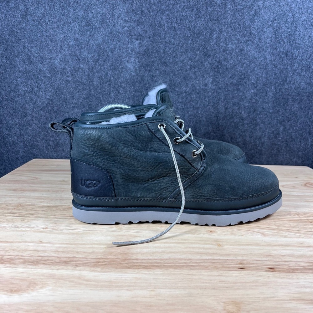 UGG Neumel Waterproof Dark Gray Leather Wool Lined Boots F27018E Size 9